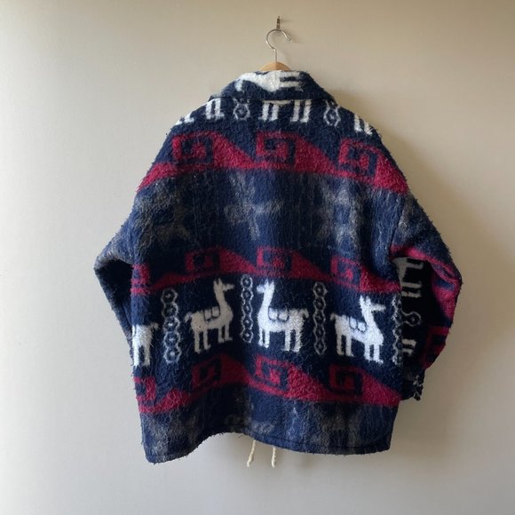 (Sold)| Oversized Aztec Print Llama Blanket jacket - Picture 5 of 12